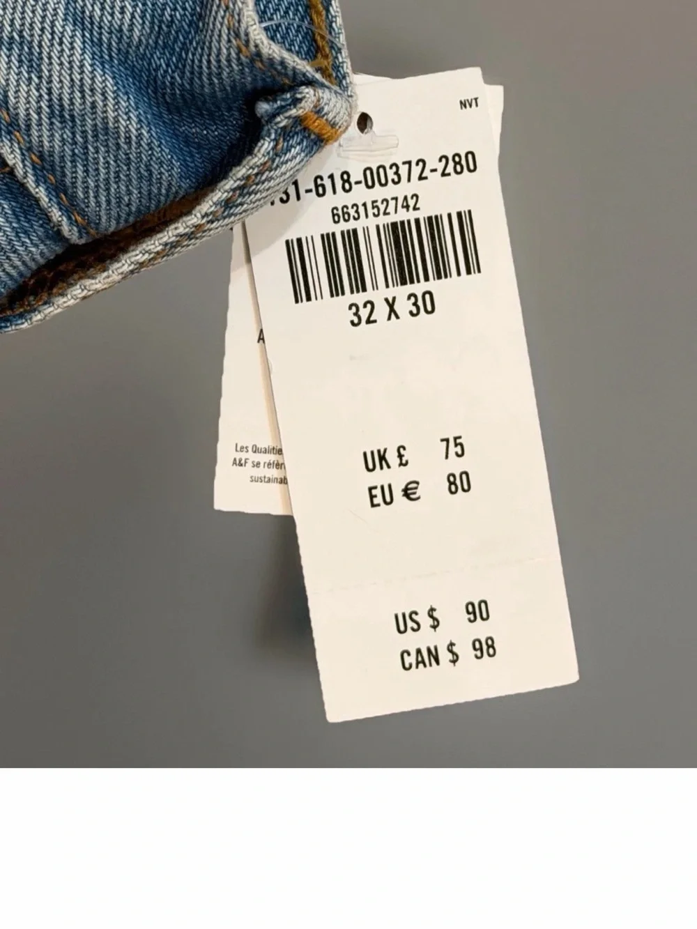 Abercrombie & Fitch Men's Authentic Rigid Denim Baggy Jeans NWT 32x30